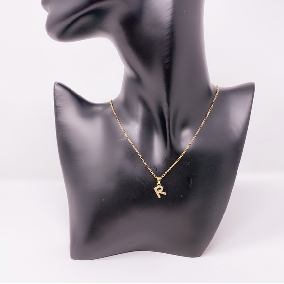 R initial Gold Necklace - Picture 3 of 8